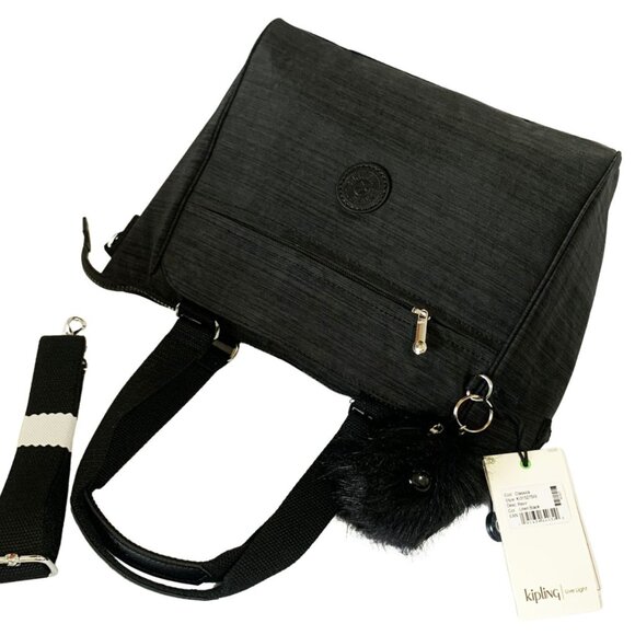 brand new vintage Kipling REVIR tote multi-use crossbody bag linen black - Picture 6 of 13